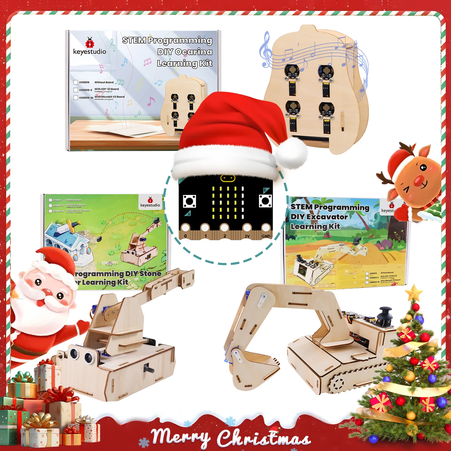 Keyestudio Micro:bit STEM Programming DIY Stone Thrower/Excavator/Ocarina Learning Micro:bit Kit Progamming +Online tutorial