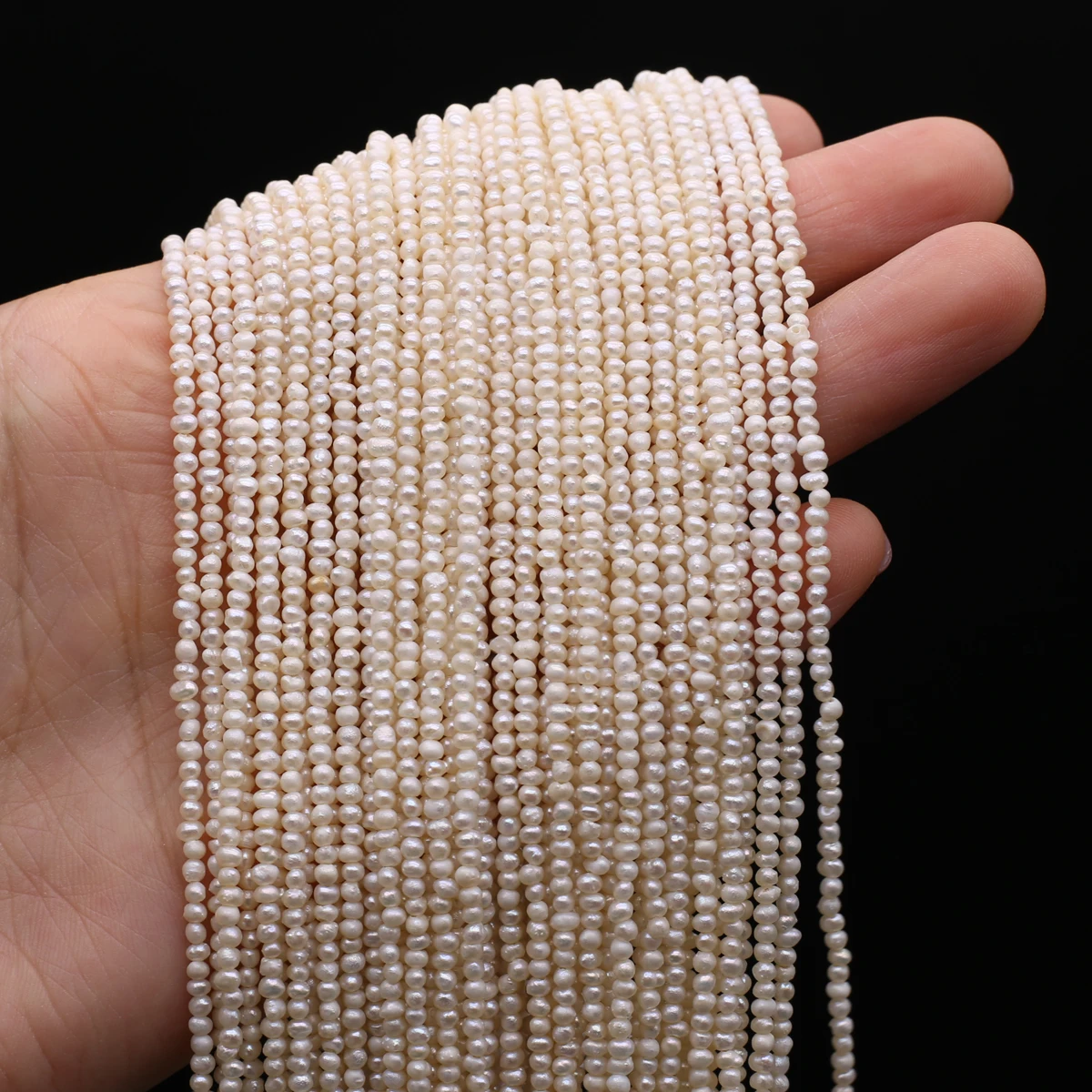 White Natural Freshwater Pearl Near Round Charm Loose Spaced Pearls for Jewelry Making DIY Bracelet Necklace Accessories Gift