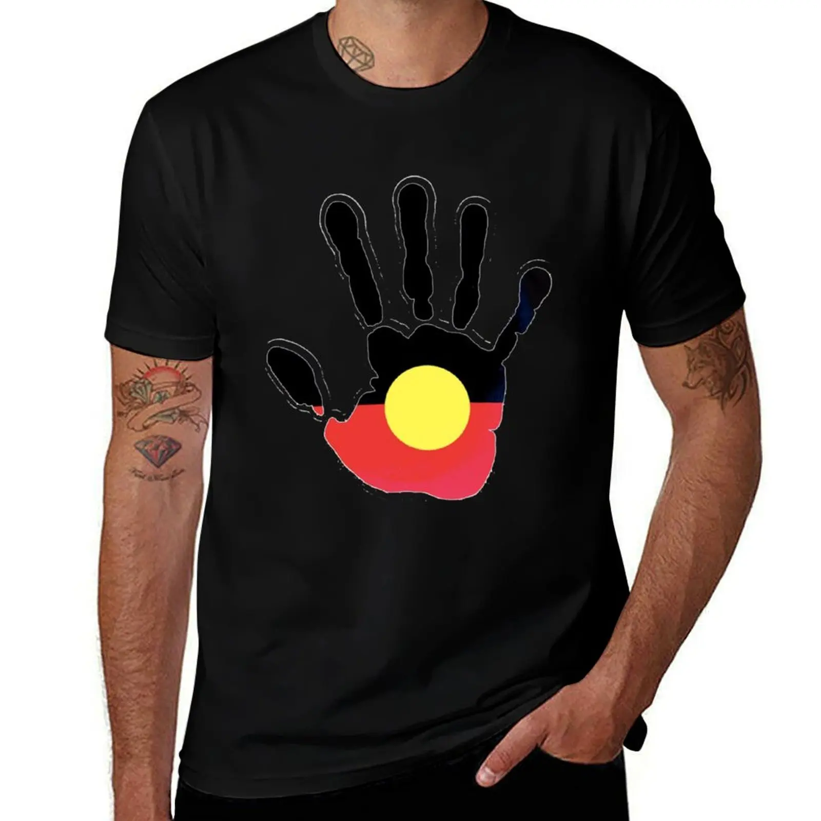 Australian Aboriginal Flag T-Shirt Classic Graphic Short Sleeve Top T-Shirt