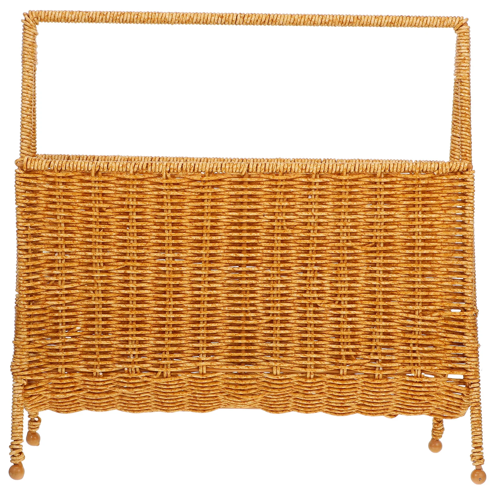 

1pcs Woven Storage Basket Imitation Rattan Rustic Style Large Capacity Book Magazine Holder Home Organizer Snack Sundries Basket