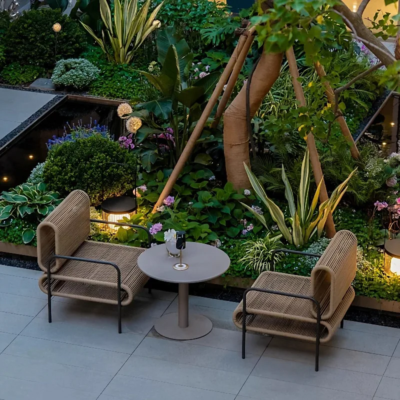 

coffee table combination B&B, courtyard hotel, outdoor table and chairs, real estate demonstration area furniture