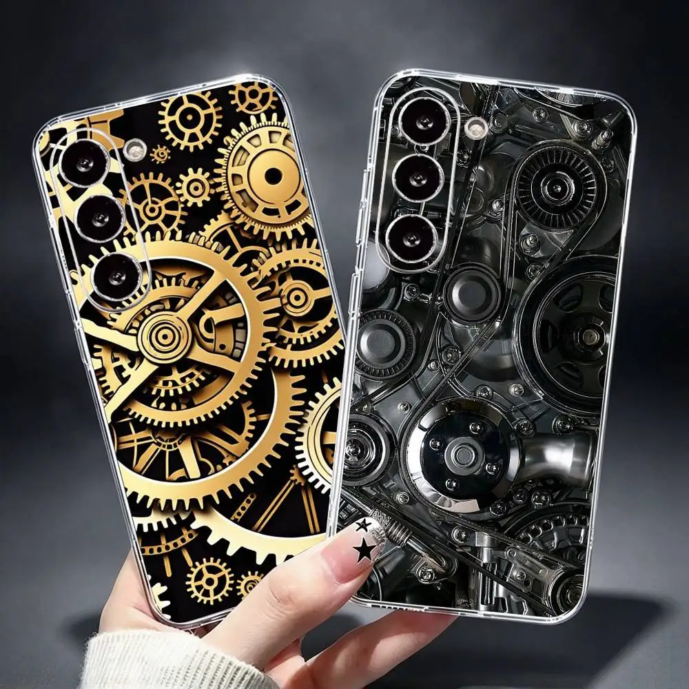 Steampunk Gear Mechanical Cool Phone Case For Samsung Galaxy A73,A72,A71,A70,A53,A52,A51Transparent Cover