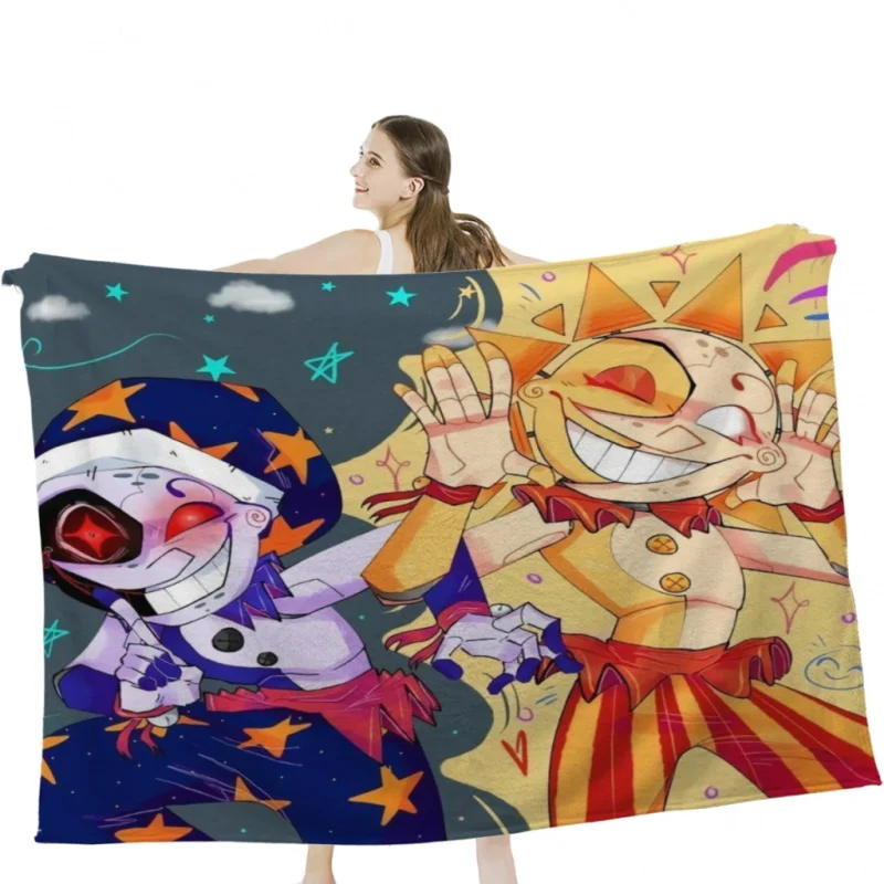 SunDrop and MoonDrop FNAF Security Breach Throw Blankets Airplane Travel Decoration Soft Warm Bedspread