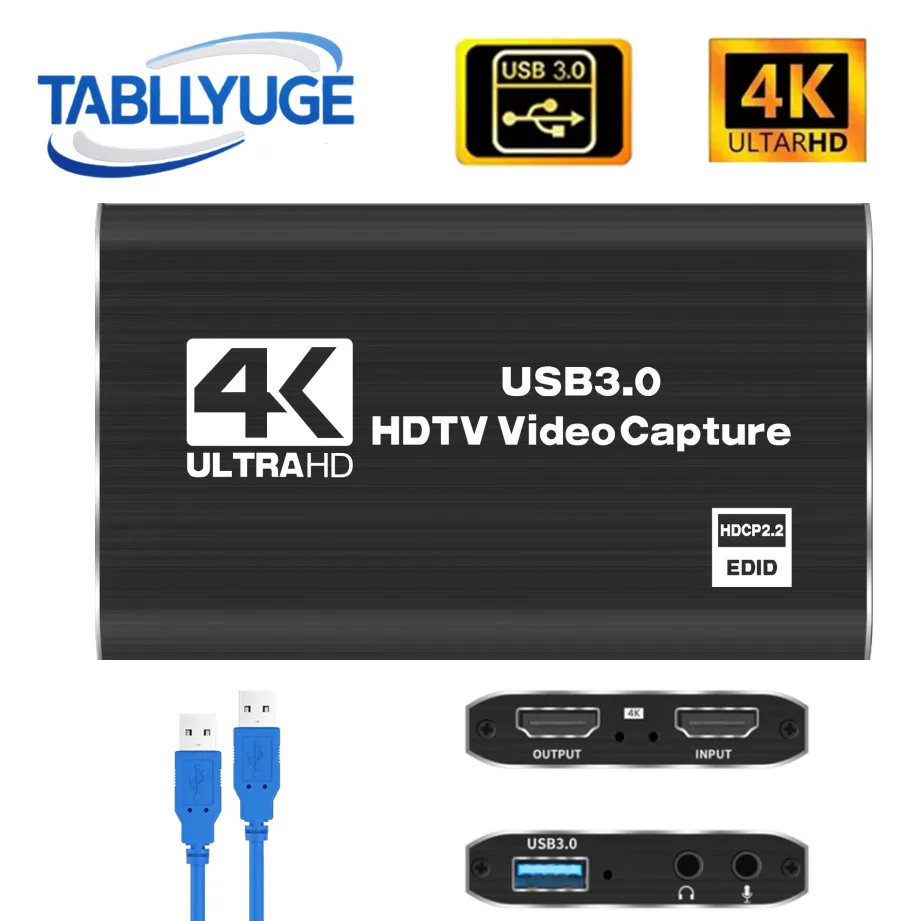 

4K USB3.0 Карта видеозахвата HDMI-совместимое устройство захвата видео USB3.0 1080P HD для PS4 OBS Запись игр Игровой аудиомикрофон