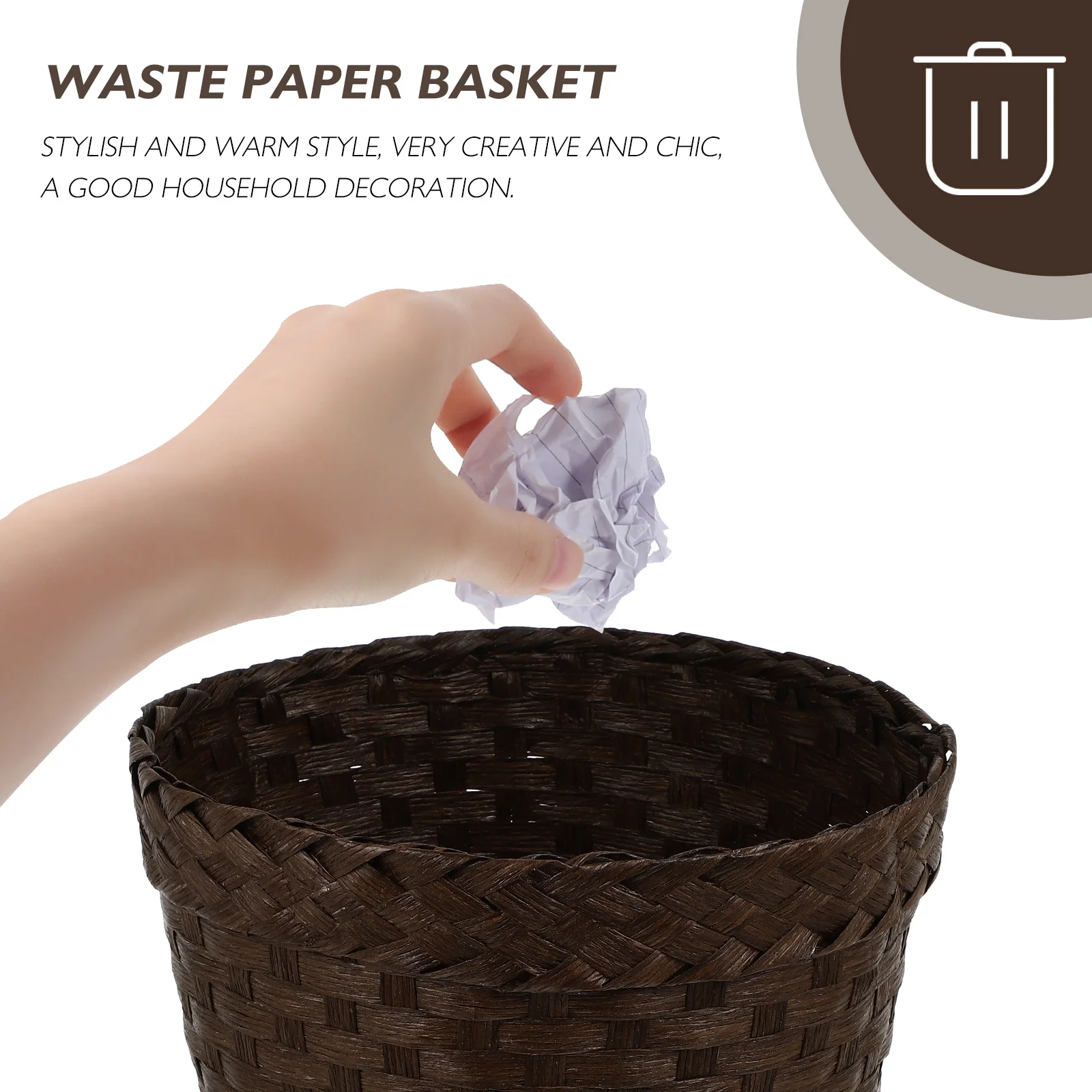 

1Pcs Multipurpose Woven Straw Storage Basket Trash Can Organizer Large Capacity Home Office Kitchen Laundry Container