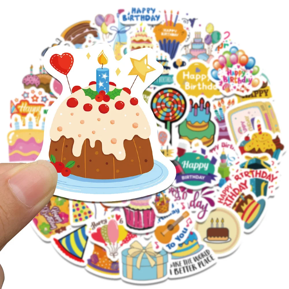 50PCS Birthday Cartoon Personality Graffiti Sticker Toy Decoration Notebook Kids Gift iPad PVC Waterproof Sticker