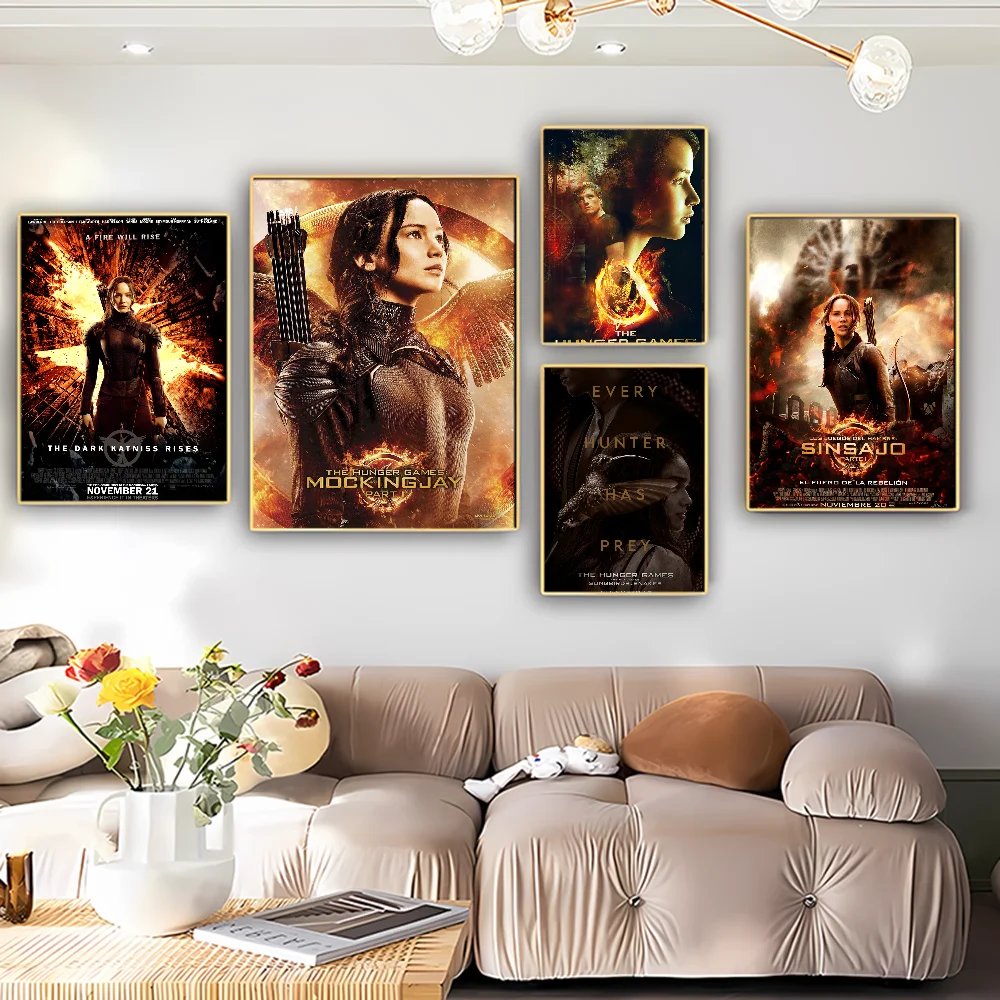 The Hunger Games Poster Self-adhesive Art Poster Retro Kraft Paper Sticker DIY Room Bar Cafe Vintage Decorative Painting