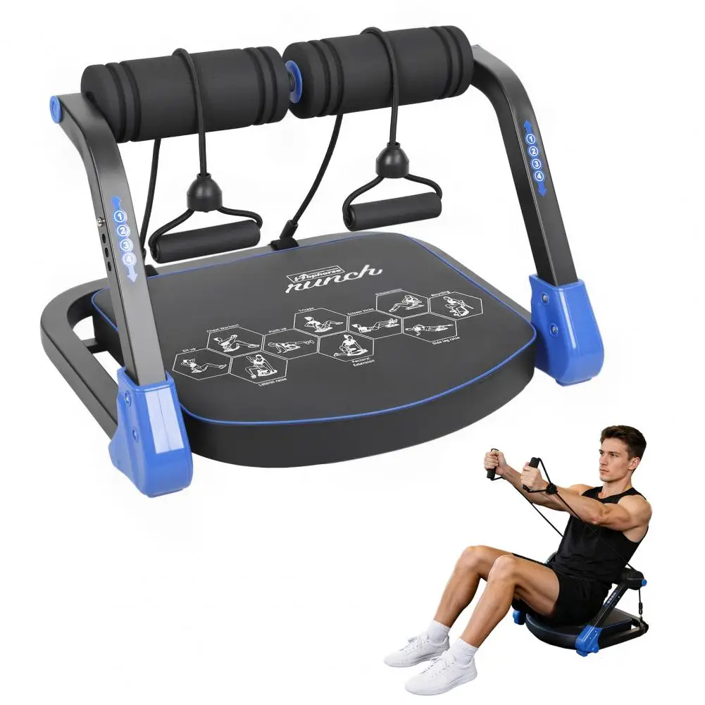 

Portable Adjustable Abdominal Trainer with Resistance Bands 4 Levels Non-Slip Crunch Machine Home Gym Core Exercise Equipment