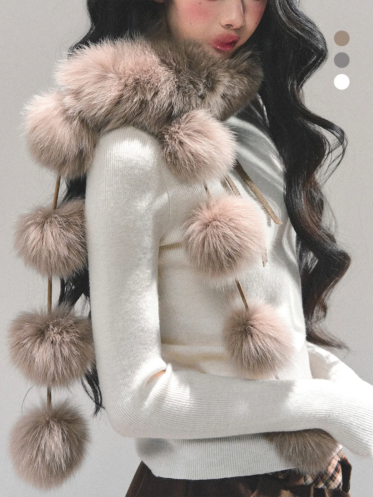 

Warm Fur Simulation Women's Ne Wrap Polyester Fiber Knitted Sweater Faionable Cozy Winter Accory AOMALM Brand