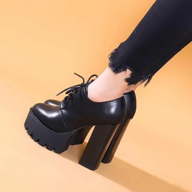 Fashion New Women\'s Side Zipper Ankle Boots Platform Thick High Heel 10/12 Cm Ladies Boots Winter Woman Shoes Black Boot