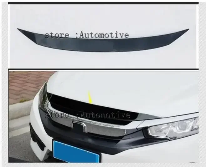 black Fit For Honda Civic 2016 2017 Chrome Front Hood Cover Trim Grill Grille Molding Molding Garnish Styling Protector