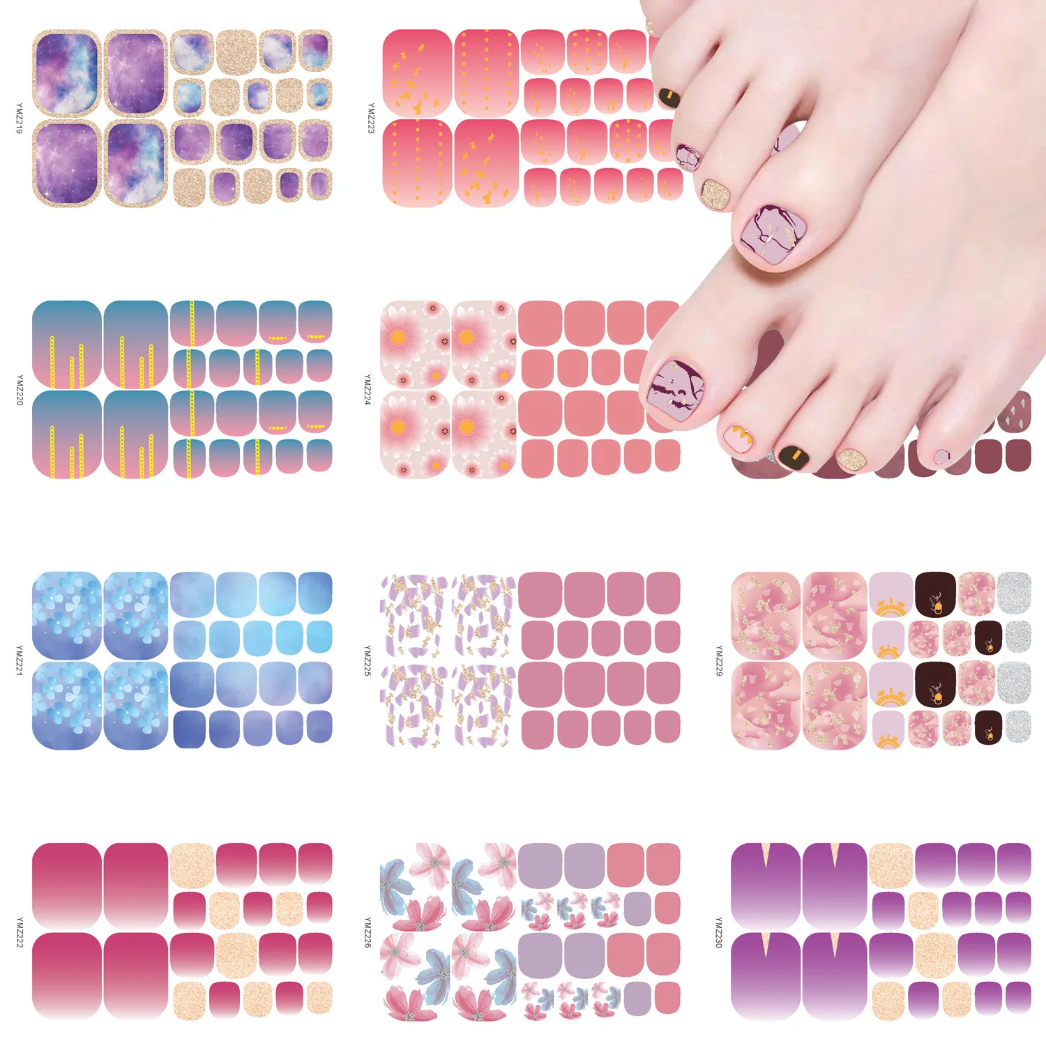 Baking Free Designer Nail Decals Full Cover Nail Stickers Nail Designs Full Beauty Nail Art Stickers Creative Nail Decoration