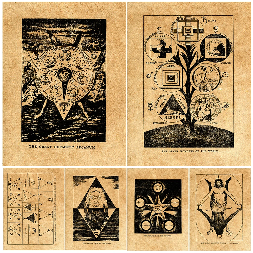 

The Great Symbol Of Solomon And Kabalistic,Vintage Wall Art Canvas Painting,Witchcraft And Magic Art,Poster Print Decor,Unframed