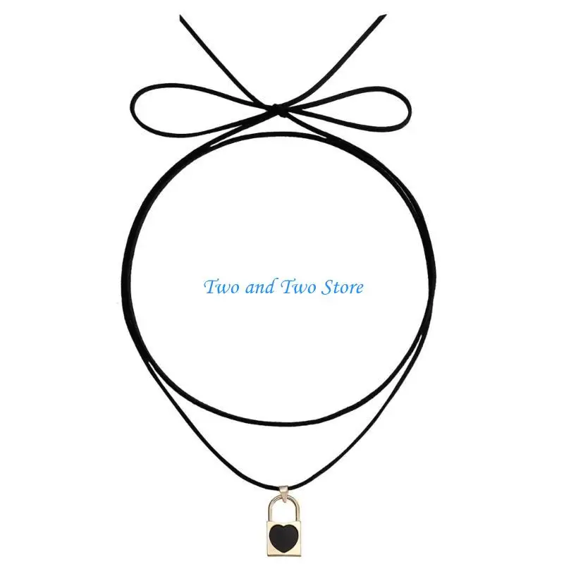 

HX6F Stylish Star/Love Lock/Butterfly Pendant Necklace Adjustable Collarbone Chains