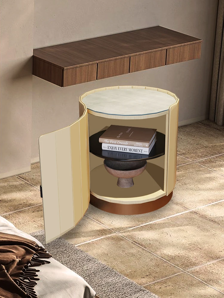 Bedside table, bedroom small apartment, simple modern bedside table, round design, sofa functional edge