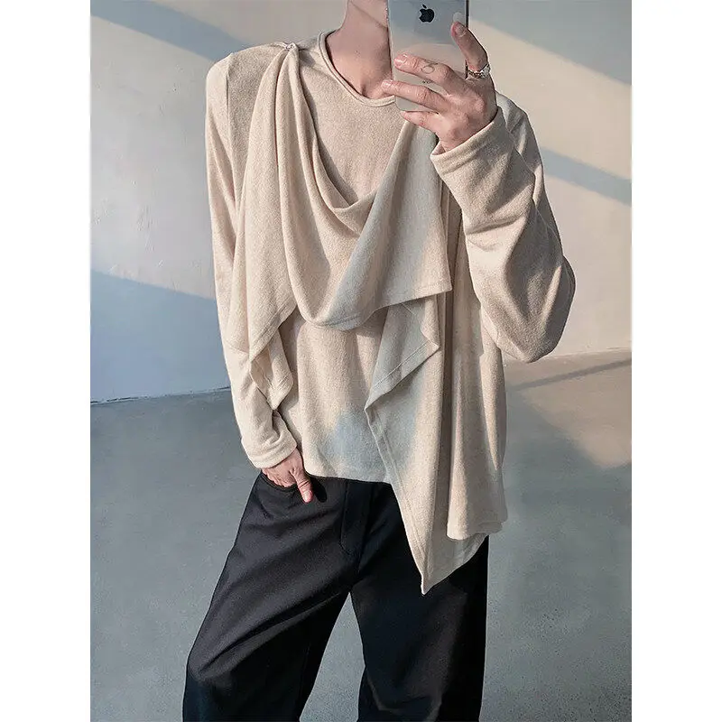 

Spring New Arrival Knitted round Neck Sweatshirt And Sweater Asymmetric Design Breathable Polyester Fiber Youth Fashion