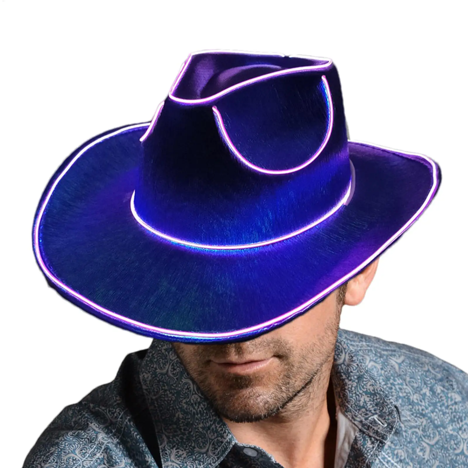 Light up Hats for Adults Party Headwear Cowboy Hat Dress up Hat Battery Operated LED Hat Party Cowboy Hats for Men Women view 4