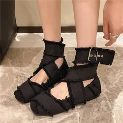 Women's Flats Spring Summer 2024 Casual Canvas Sneakers Woman Fashion Square Toe Ballerina Comfortable Elegant Ballet Shoes