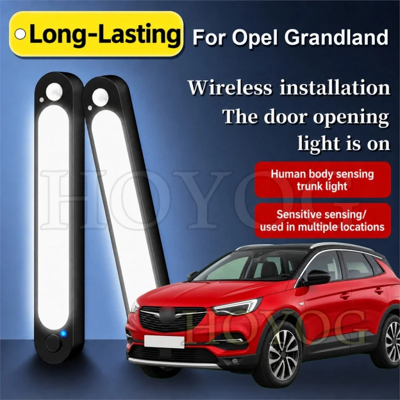 For Opel Grandland 2017-2026 Car Boot Light LED Lamp Motion Sensor Easy Install Stick On Trunk Cargo Light SUV Interior Cabin