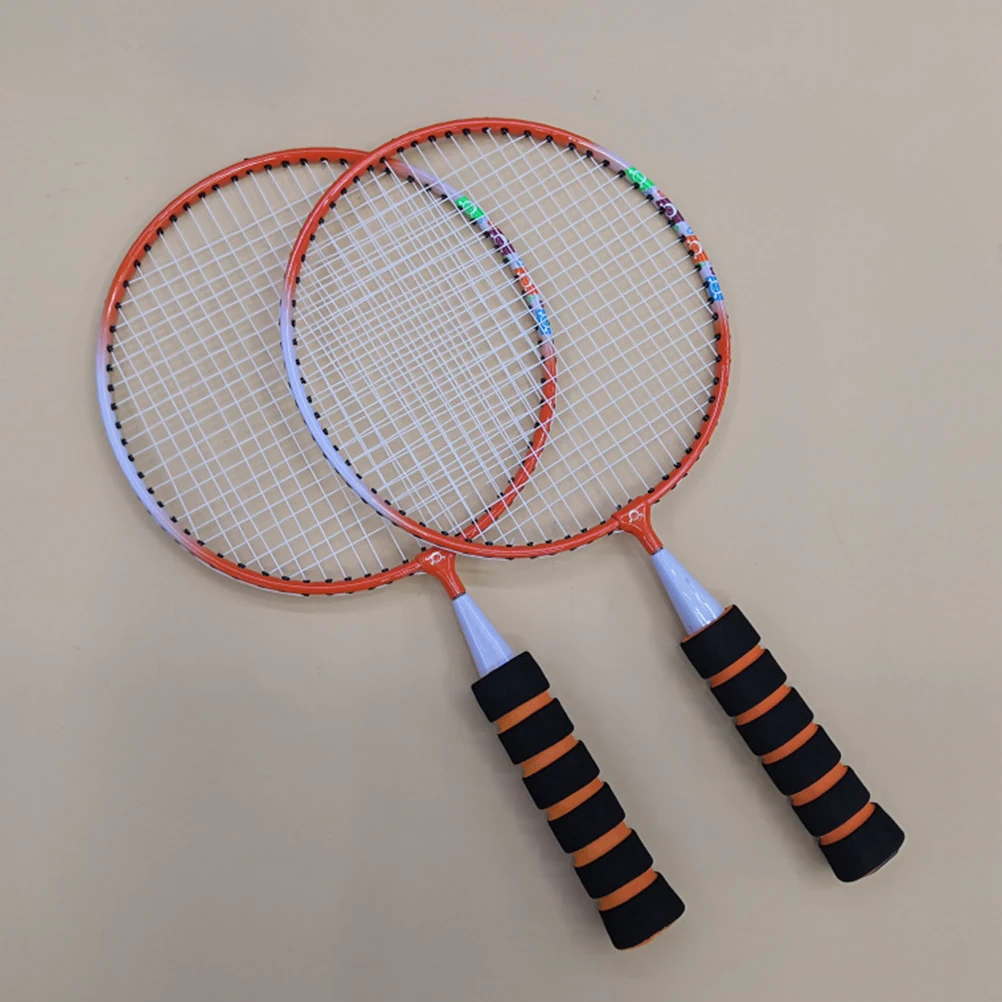 

1 Pair Light Weight Battledore Portable Badminton Racket Durable Leisure Funny Badminton for Outdoor (Orange)