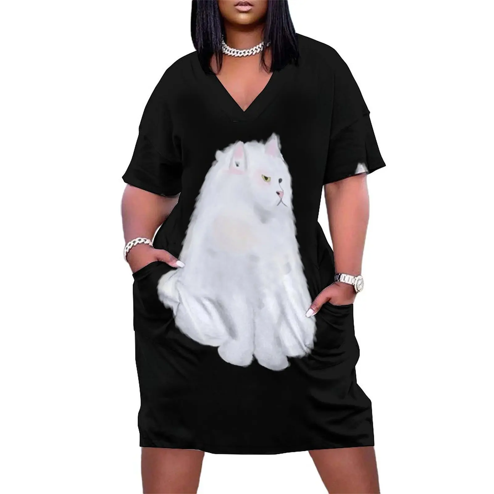 

Lonely Cat Loose Pocket Dress long sleeve dress elegant dress summer women's suit