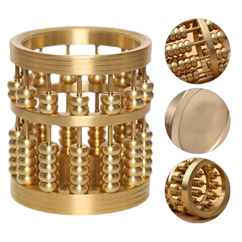 

Abacus Pen Holder Vintage Brass Desk Storage Pencil Cup Creative Stationery Organizer Home Office Decor Abacus Shape Design