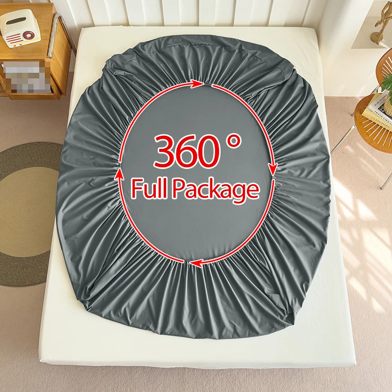 90/120/150/180x200 ملاءة سرير جاهزة مع شريط مرن بلون أغطية مرتبة حامي سرير مفرد مزدوج كينج 100% قطن