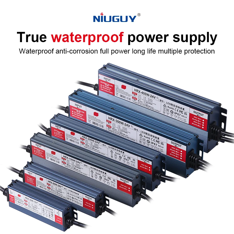 60W 100W 200W 300W 400W 500W 600W waterproof lighting transformer AC 220V to DC 12V 24V LED driver power outdoor waterproof