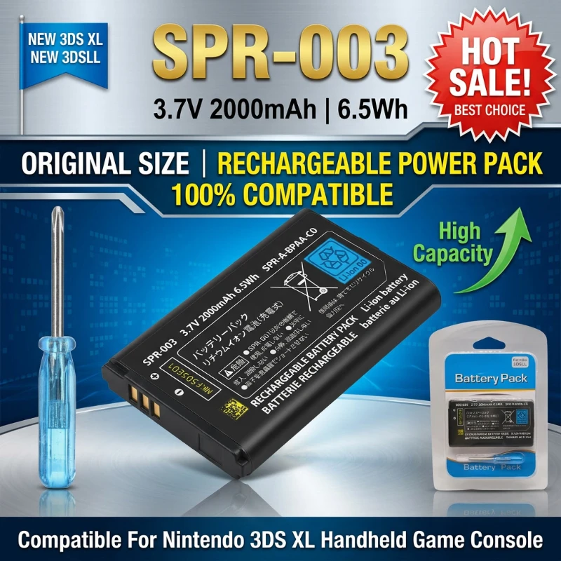 Gaming Console All - 3.7V 2000mAh SPR-003 Replacement Lithium Battery