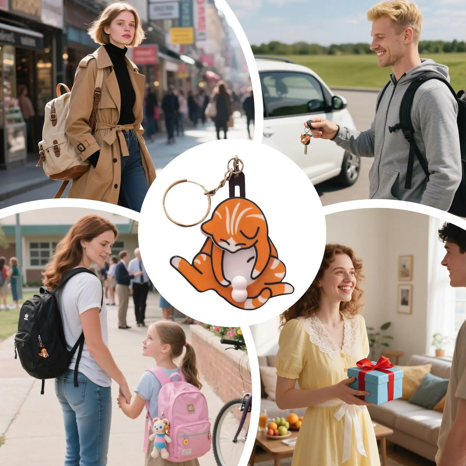 Mischief Cat Interactive Keychain Fun Keychains for Bags Animal Keyring for Kids Adults Backpack Purse Bag Decor for Travel - view 5