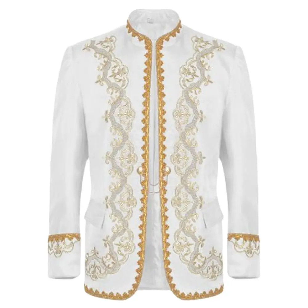 

Men Stylish Baroque Style Palace Costume Homme Stage Prom Show Black Dress Blazer Masculino Gold Embroidery Luxury Blazer Jacket