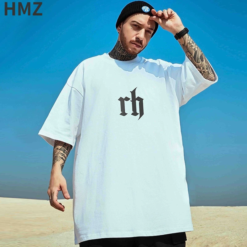 

HMZ Summer New Streetwear Cotton Tees Letter Graphic Man T Shirts Casual Tshirt For Men Short Sleeve Male Tees 2022 Clothing