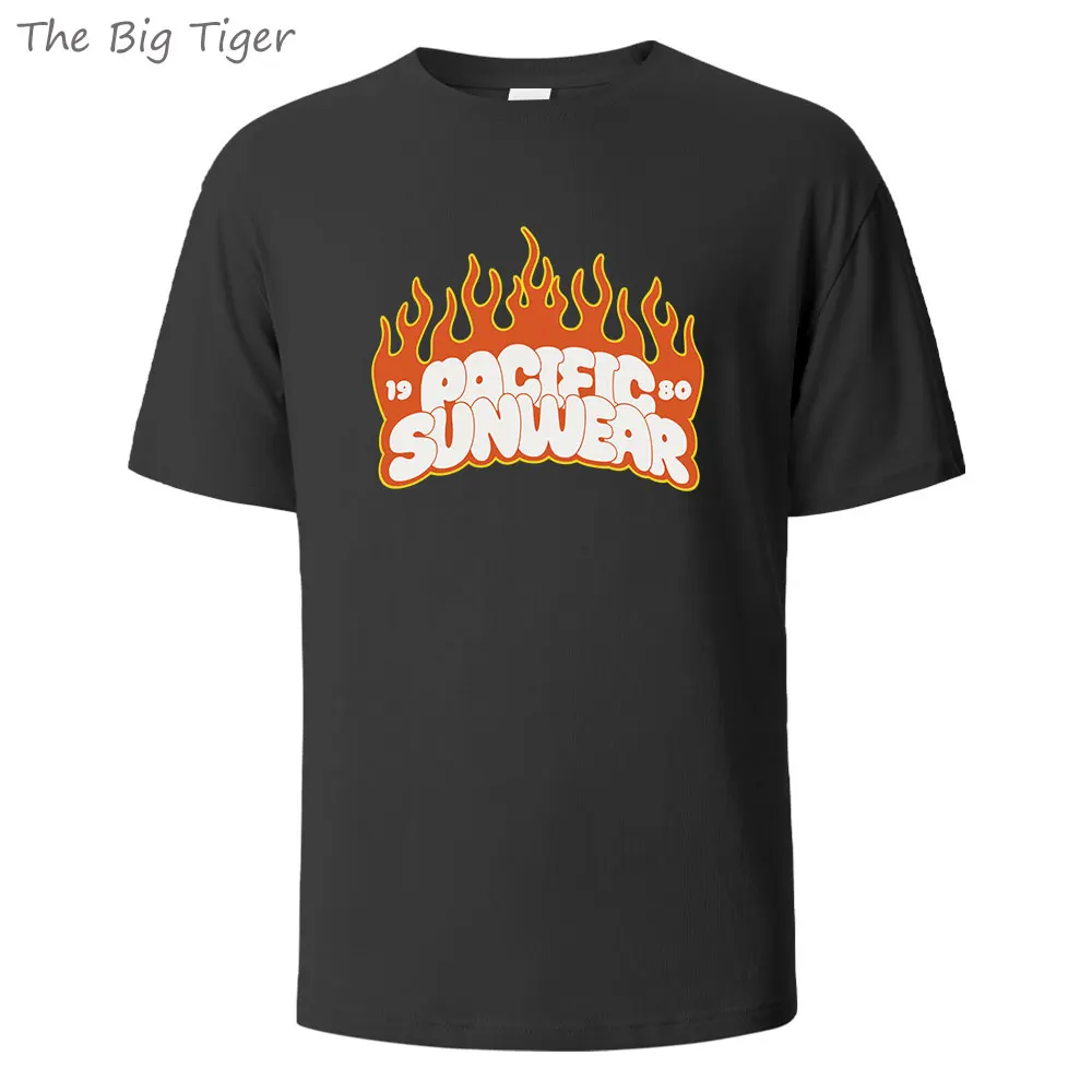 

Fire Printing Premium Cotton Mens Tshirt Breathable Round Neck Casual Simple Design Short Sleeve Tee Comfort Fit Men's T-shirt