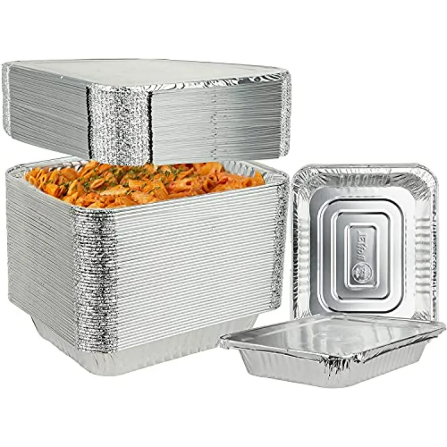 

Одноразовая глубокая алюминиевая сковорода половинного размера 9 x 13 дюймов с крышками и 3 шт. сервировочной посудой в подарок — держите еду, свежую, длинную – эко-