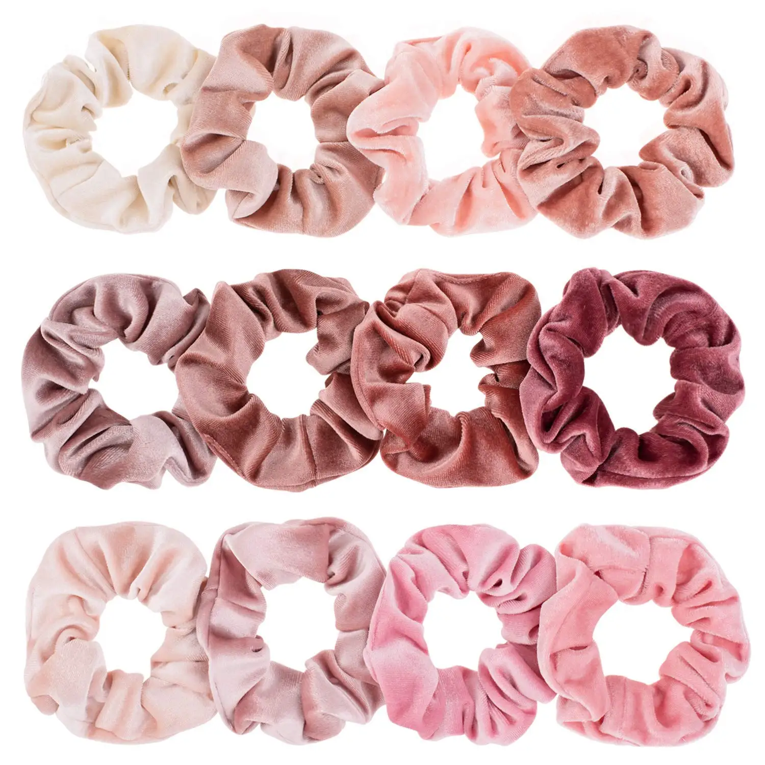 12 ชิ้น Blush Theme Scrunchies กํามะหยี่ Elastics สําหรับผู้หญิงสีชมพู Bobbles นุ่มคนรัก Scrunchy คลาสสิกหนาผม Ties ของขวัญสําหรับหญิง