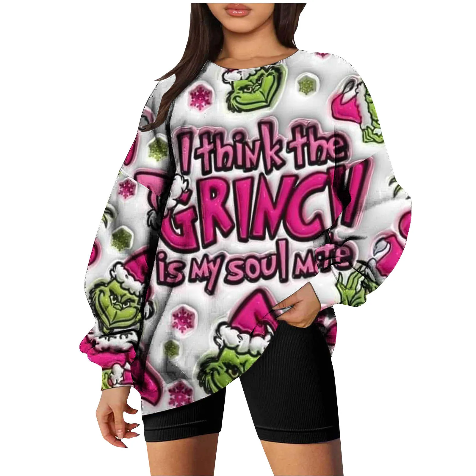 Autumn Winter Fashion New Item Christmas Pattern Long Sleeved Hooded Sweatshirt For Women Felpe Donna Hoodies Y2k Graphic