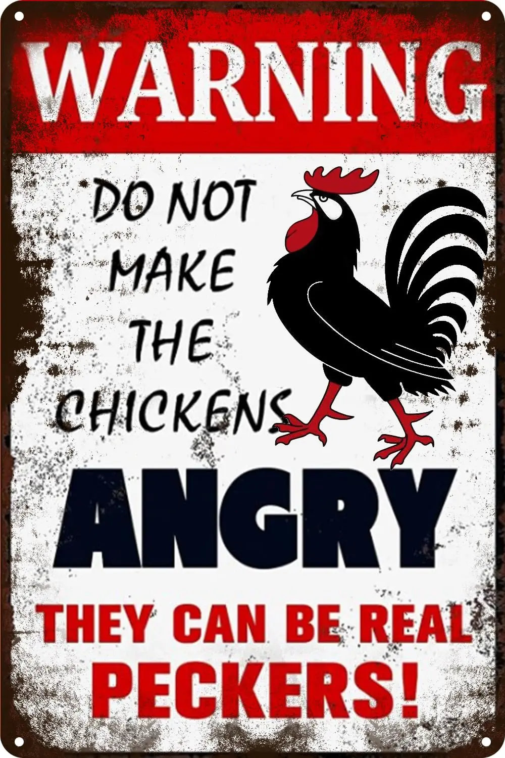 Haustalk Funny Metal Chicken Coop Signs, Warning Do Not Make The Chickens Angry Tin Sign Vintage Chicken Metal Tin Signs fo sign