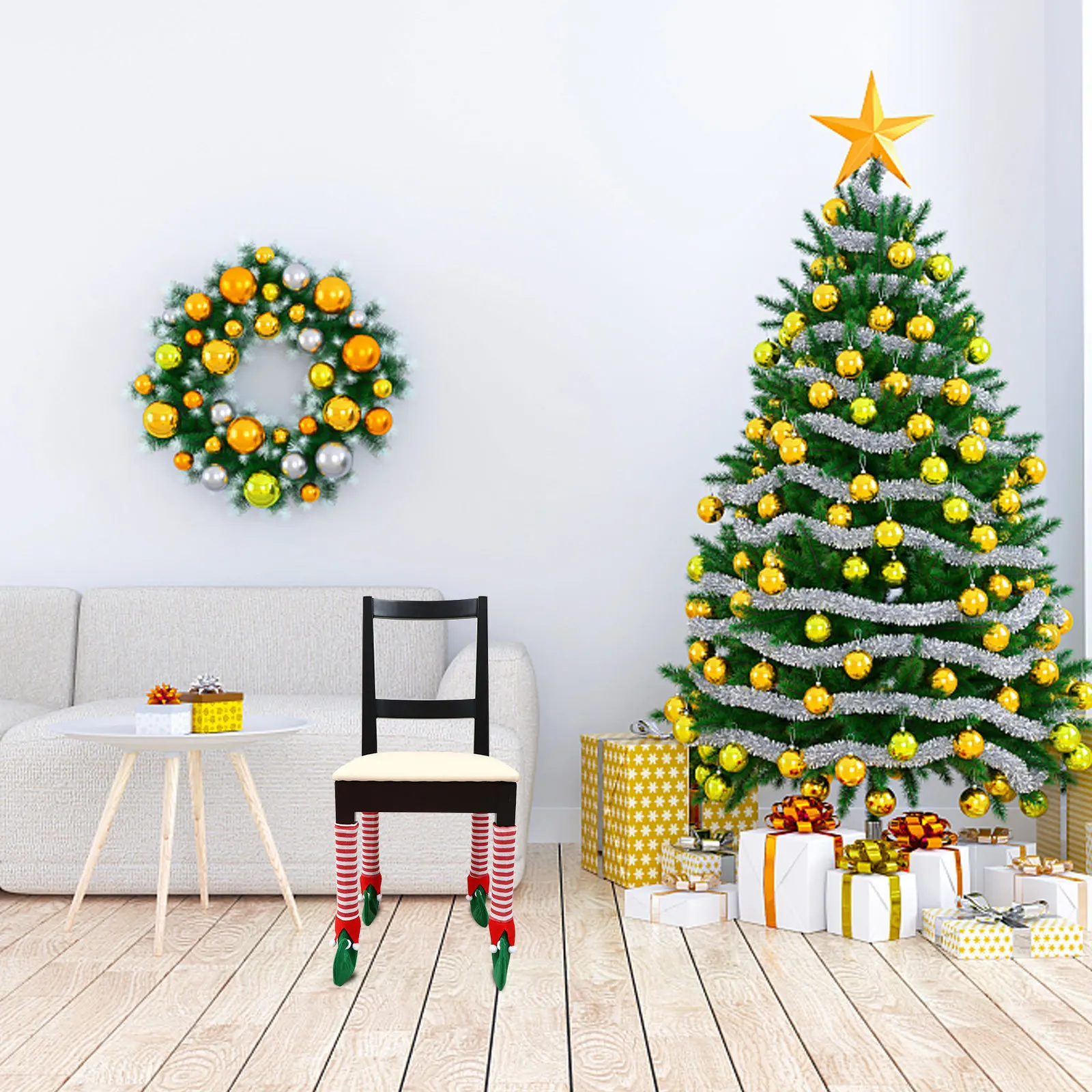 

4Pcs Christmas Chair Foot Covers Table Leg Protectors Add Festive Atmosphere Prevent Floor Damage Reduce Movement Noise