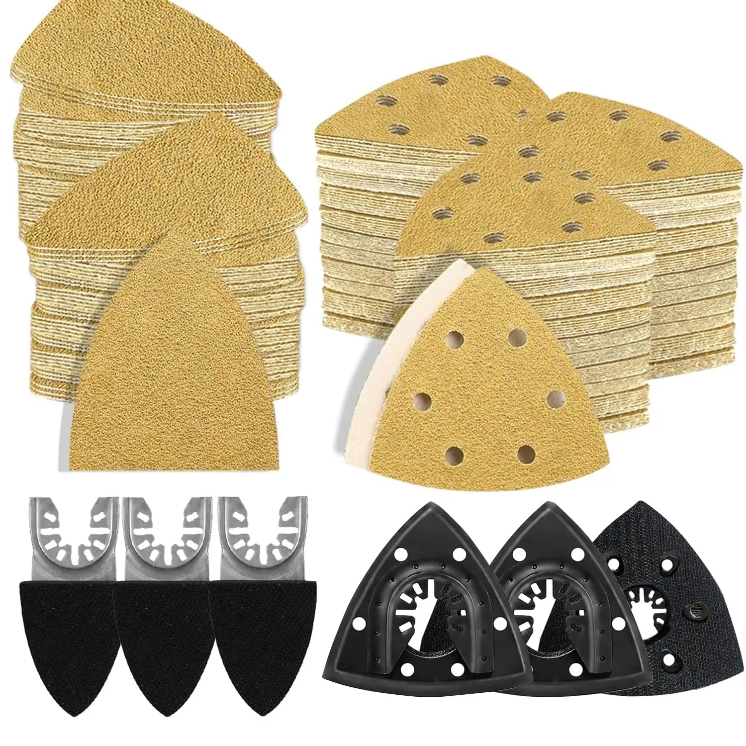 186PCS Oscillating Tool Sandpaper Kit with Triangle & Finger Pads for Detail Sanding, Fits Various Tools