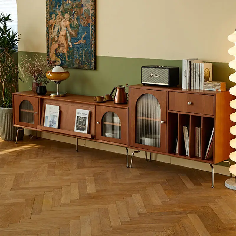 Mobile TV nordico retrò in legno massello combinazione tavolino moderno semplice piccolo appartamento mobile TV soggiorno pavimento domestico