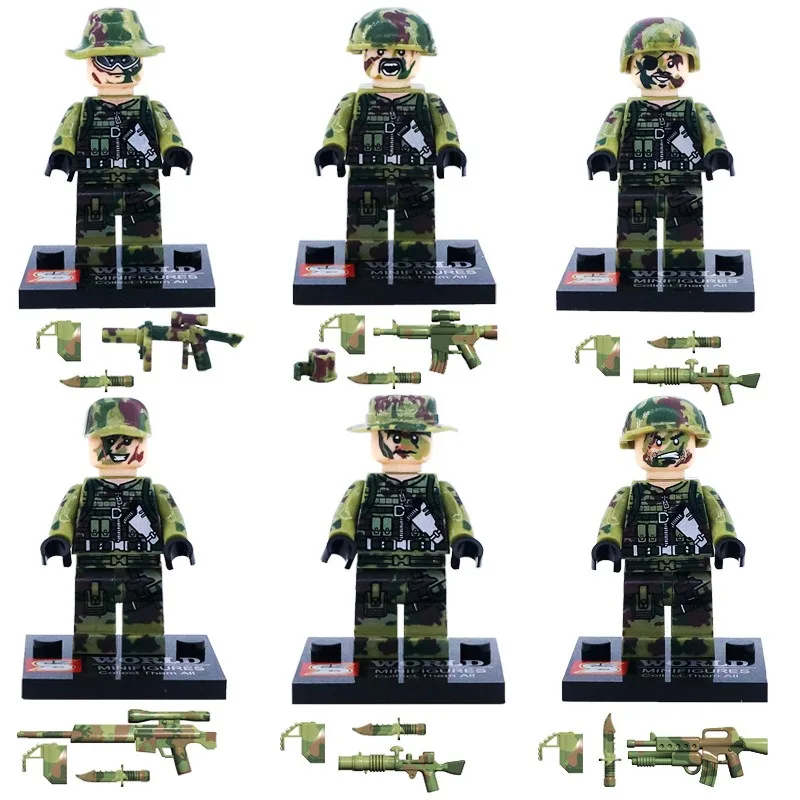 Foreign trade for military building block people camouflage clothing doll small particles splicing building block bags