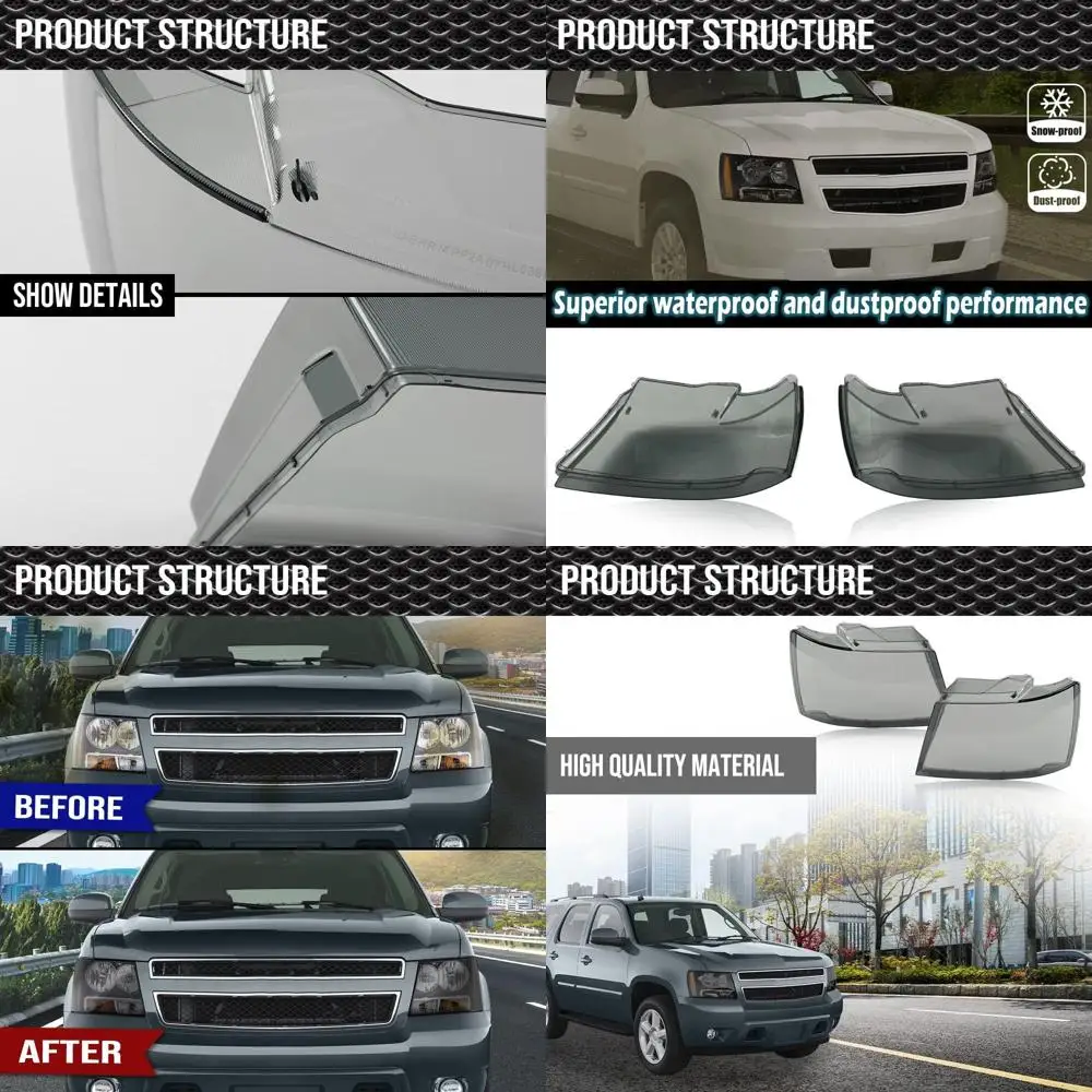 

Headlights Lens Cover Compatible with Chevy Tahoe Suburban 1500 2007-2014/Compatible with Chevy Avalanche Suburban 2500 07-13 He