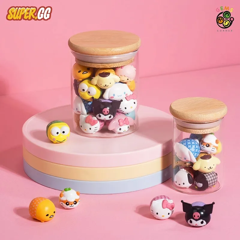 Anime Kawaii Blind Box Authentic Supergg Sanrio Mini Particle Blind Bag Cool Lomi Pacha Dog Ti Big Ear Dog Doll Gift For Kids