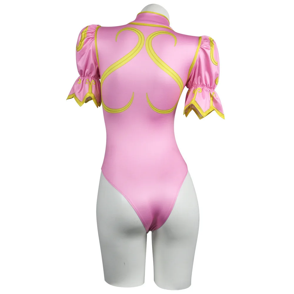 Street Fighter Chunli Cosplay Outfit Women Classic Blue Pink Qipao with Headpiece Sash Halloween Carnival Party Costume view 6