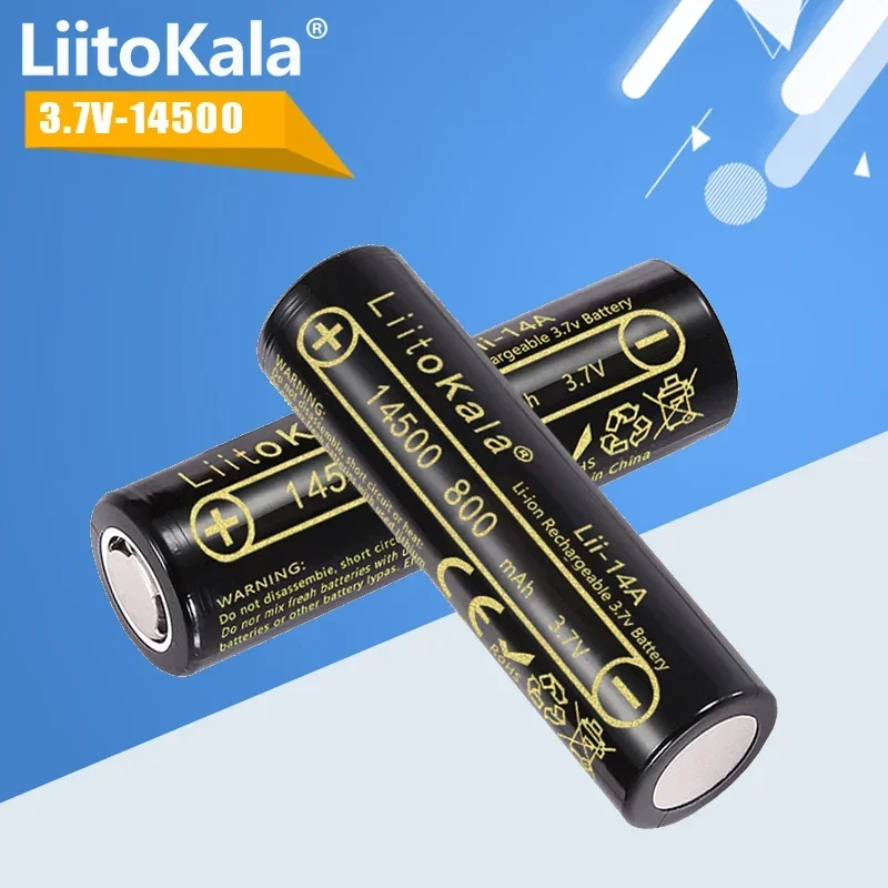 1-100pcs LiitoKala 14500 Li-ion Battery 3.7V 800mAh Rechargeable Battery 1000 Times for LED Flashlight Toys Calculator