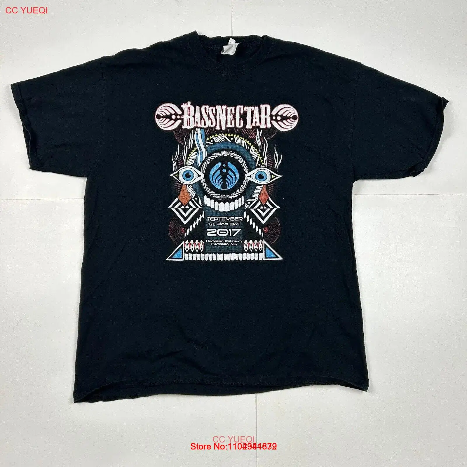 Bassnectar 2017 Concert T-Shirt Hampton Coliseum Black Cashmere Cat Sz XL