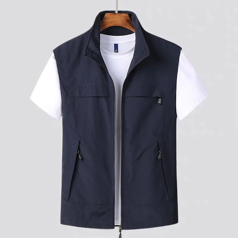 MaiDangDi Men's Quick Drying Casual Vest Simple Solid Color Mens Jacket Fashionable Lightweight Male Clothing Oversized Jacket