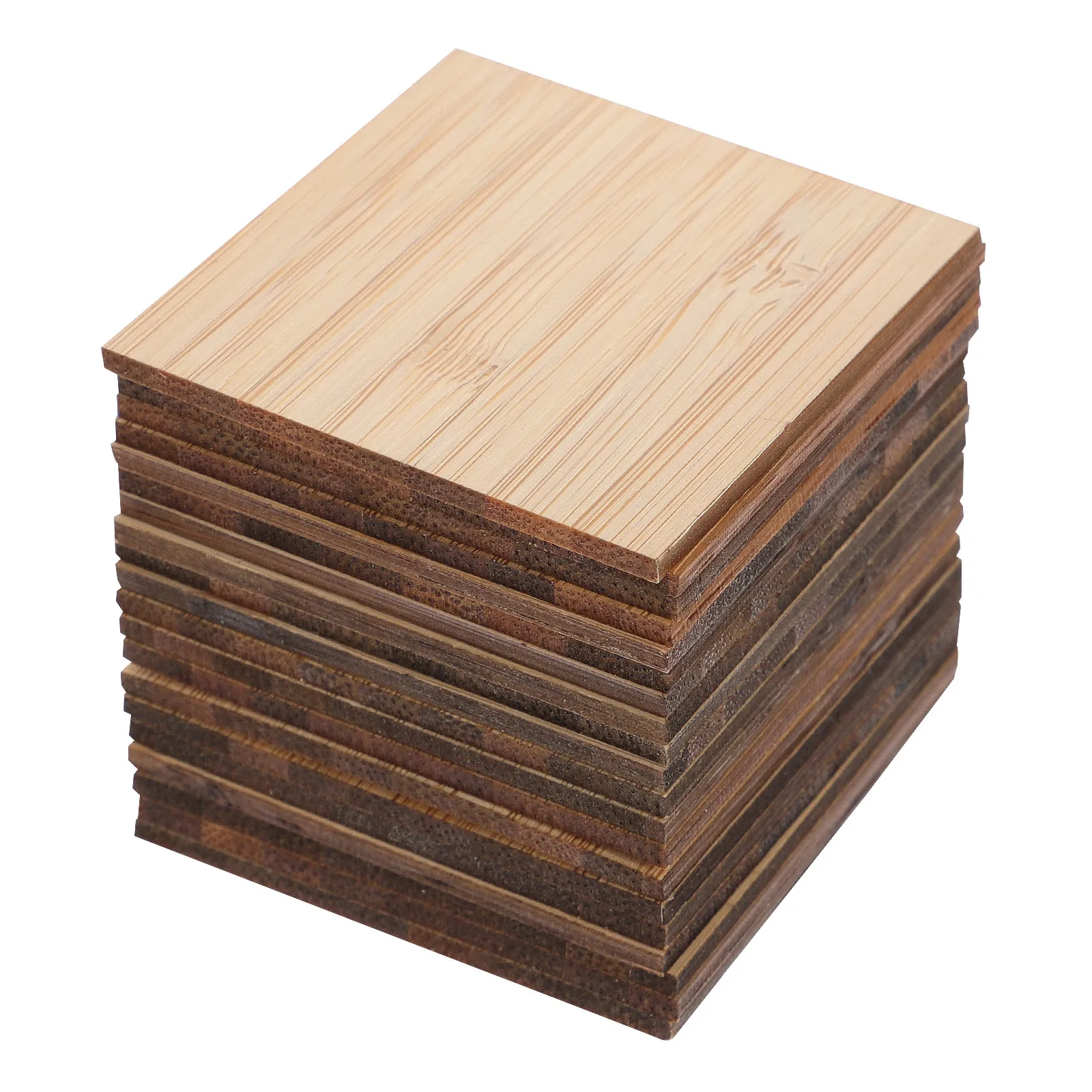 20Pcs DIY Blank Bamboo Slices Square Unfinished Bamboo Pieces Smooth Edge Safe for Adults Craft Painting Carving Hanging