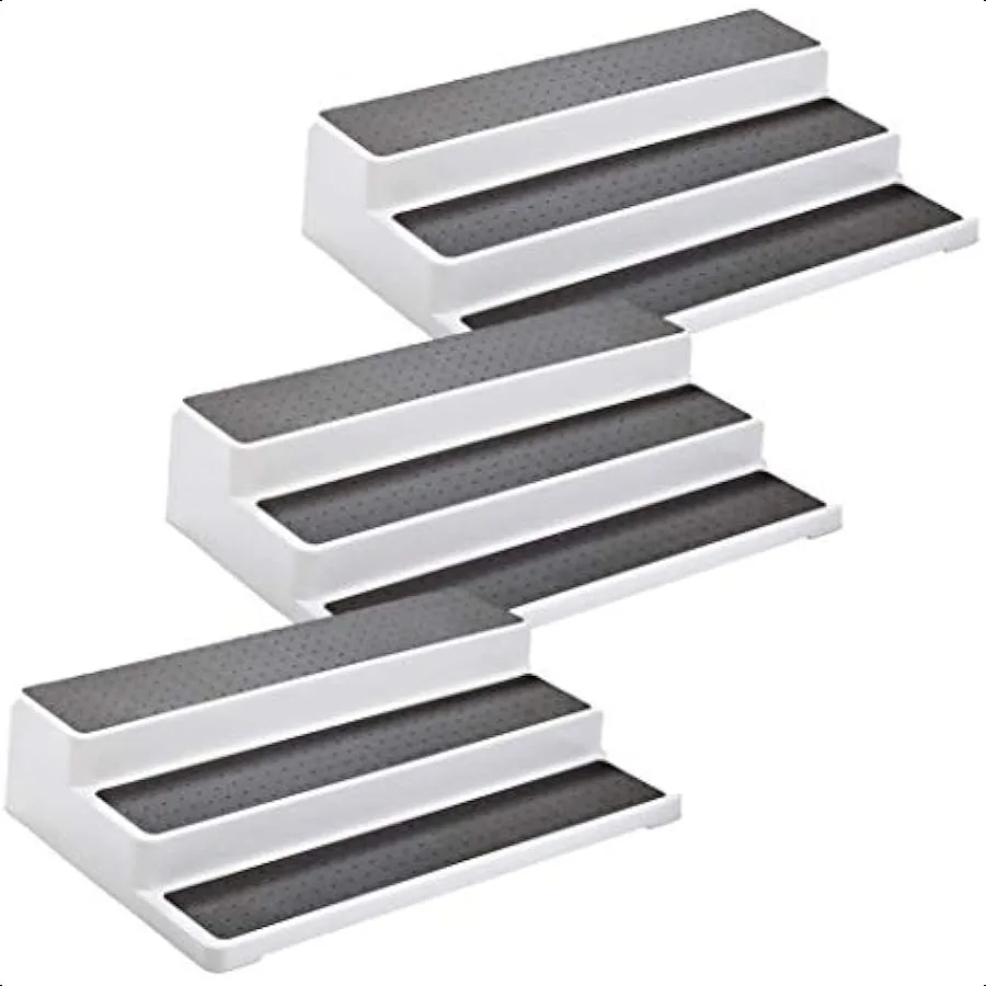 

3pcs pack Non Skid 3 Tier White Grey Silicon Surface Spice Racks Kitchen Can Shelf Home Countertop Organizer Bathroom Storage