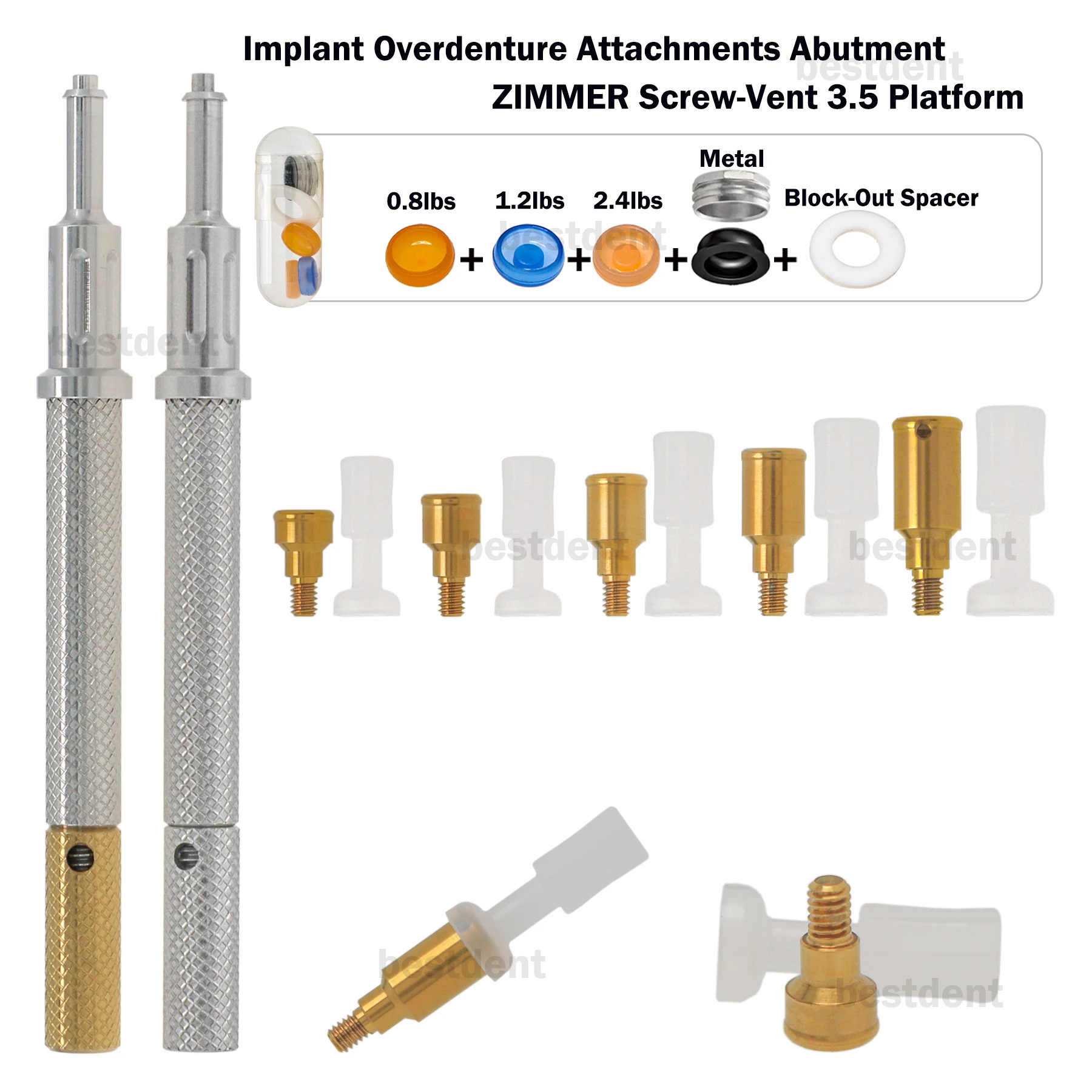 Dental Implant Overdenture Abutment PA3.5 AH=1/2/3/4/5mm fit Zimmer BEGO 3.75 MIS Cortex Adin